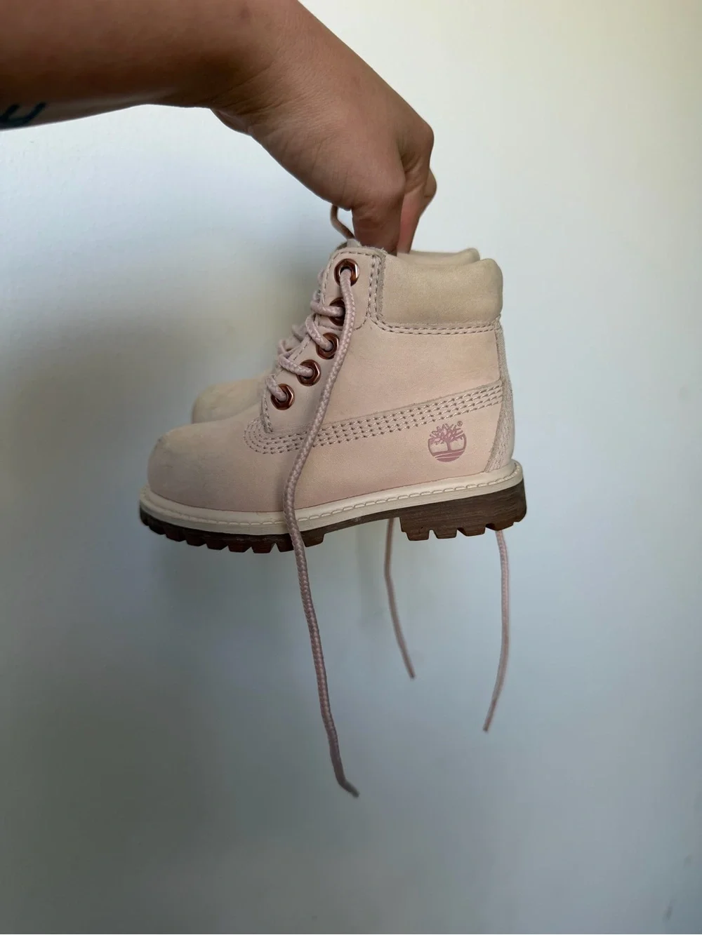 Timberland Kids Blush Tan Nubuck Lace-Up Boots